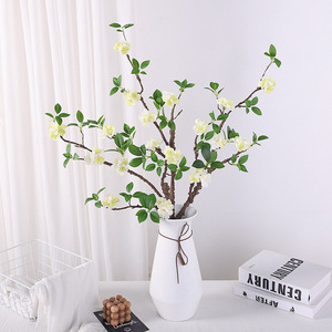 Nouvelle branche de fleur de prunier rose artificielle pliable avec écorce, pour décoration de table, maison, style chinois, mariage printanier, vente en gros - Product Image 3