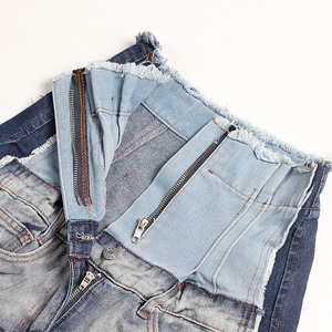 Jean large taille haute coupe droite vintage color-block pour femme – Collection été tendance - Product Image 3