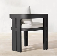 Ensemble de salle à manger de jardin en aluminium courbé, table et chaises modernes pour villa de luxe et complexe hôtelier