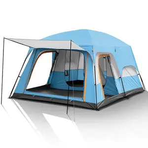 Toptan açık güneş koruyucu 8-12 kişi ekstra büyük uzay iki yatak odası bir oturma odası aile seyahat kamp çadırı