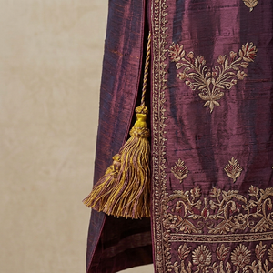 Purple Embroidered <b>Tassel</b> Fringe with Gold Thread Decorative Trim <b>for</b> Home Textile Use - Product Image 5