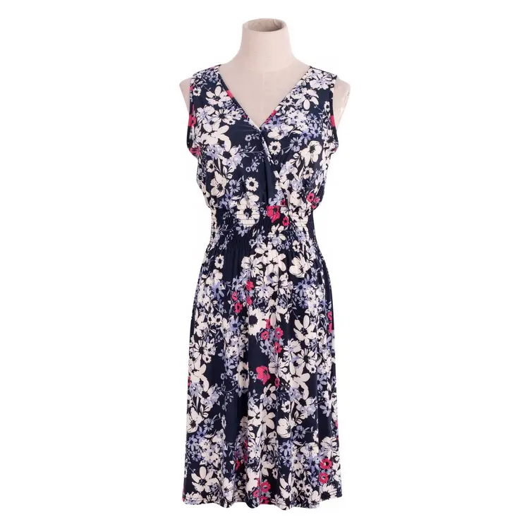 Factory direct selling hot new summer sleeveless print dress elegant retro dress long skirt