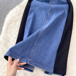 Nouvelle robe en jean patchwork à col rond et manches courtes, mode décontractée pour femmes - Product Image 5