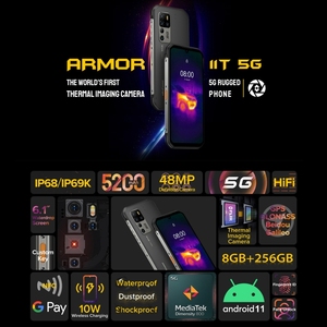 Téléphone robuste mondial <span class=keywords><strong>Ulefone</strong></span> Armor <span class=keywords><strong>11T</strong></span> <span class=keywords><strong>5G</strong></span> 8 Go + 256 Go Téléphones mobiles 6.1 pouces <span class=keywords><strong>5G</strong></span> Android 10 Smartphones Téléphone portable à imagerie thermique - Product Image 3