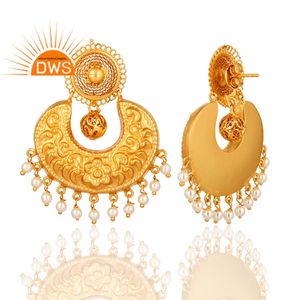 Meena Plaqué Argent Lustre Boucles D'oreilles Perle Perles De Pierres Précieuses Boucles D'oreilles En Gros Or Bijoux Indien Jaune 925 Femmes GIA - Product Image 2