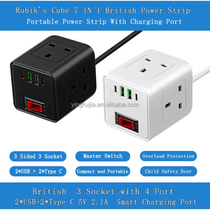 <span class=keywords><strong>Rubiks</strong></span> <span class=keywords><strong>Cube</strong></span> 7 Trong 1 Anh Power Strip Với Bảo Vệ Quá Tải, Anh 3 Cửa Hàng Với Cổng USB, Di Động Di Động Mở Rộng Dây Ổ Cắm - Product Image 3