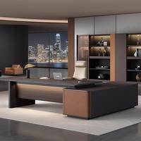 Nouveau bureau moderne en forme de L pour la direction Niveau E0 Bureau de luxe en bois pour directeur Patron Bureau du PDG pour
