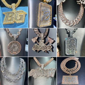 Ciondolo Personalizzato VVS Moissanite in Argento 925 con Catena a Maglie Diamantate, Ciondolo con Lettera del Nome da Uomo Stile Hip Hop, Gioielli che Superano il Test del Diamante - Product Image 4