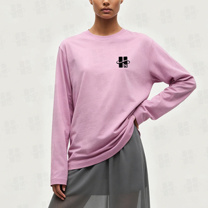 Camisetas de Manga Larga para Mujer, al por Mayor, Estilo Relajado, con Estampado Digital Personalizado, Cómodas, 100% Algodón, Básicas - Product Image 3
