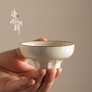 ถ้วยชาเซรามิกสีขาว Luohan Cup Ding Kiln ถ้วยมาสเตอร์คัพ ถ้วยสเต็มคัพ ถ้วยชิมชา สำหรับชุดชากังฟู ใช้ในบ้าน - Product Image 3