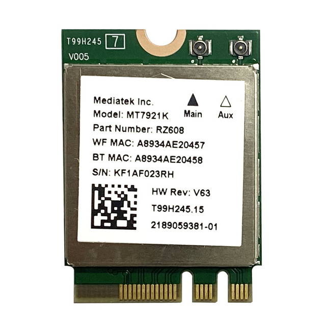 Wi-Fi 6E MediaTek MT7921k Tri-Band 1800M BT 5.2 Desktop/Notebook Internal Wireless Network Card Supports Windows 10/11