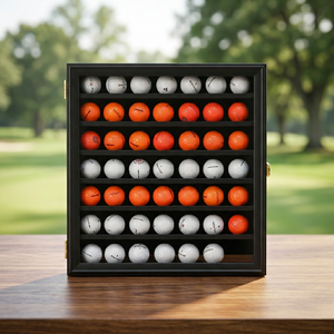 Vitrina de Madera Ecológica Personalizada de 7 Niveles para Pelotas de Golf, con Cerradura, Montable en Pared, Moderna, Fácil de Montar - Product Image 1