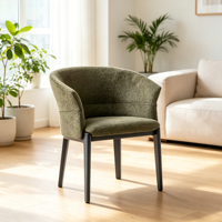 Chaise de salle à manger ergonomique avec accoudoirs, structure en bois massif, revêtement en velours, design moderne pour la maison, l'hôtel et l'appartement