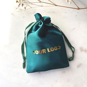 Pochette de rangement personnalisée pour extensions capillaires avec logo, sacs d'emballage pour perruques, sacs à cordon en satin de soie pour mèches de cheveux, idéal pour les cadeaux - Product Image 1