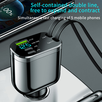Aksesori Mobil pengisi daya mobil layar LED 2025 dengan pengisi daya cepat ditarik tipe c untuk pengisi daya mobil iphone 1516 Pro