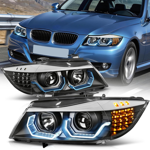 ชุดไฟหน้า LED Halo สำหรับ BMW E90 323i 325i 328i 335i 4 ประตู รุ่นปี 09-12 แบบ 3 มิติ สีฟ้าคริสตัล พร้อมไฟเลี้ยว LED แบบ <span class=keywords><strong>U</strong></span>-Halo - Product Image 1