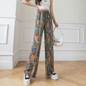 <span class=keywords><strong>Pantalon</strong></span> décontracté pour <span class=keywords><strong>femme</strong></span> du Sud-Est asiatique, coupe droite, <span class=keywords><strong>taille</strong></span> <span class=keywords><strong>haute</strong></span>, imprimé, ample, à jambes larges, toutes saisons - Product Image 4
