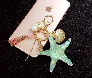 Wholesale Custom Starfish Shell Colorful Cute Pendant Simple Delicate Keychain