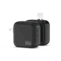 Pengisi daya USB C dua Port 65W Gan, pengisi daya SCP Super cepat untuk ponsel laptop tablet PD 3.0 Tipe C