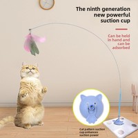 Nouvelle baguette de jeu pour chat puissante et simple en fil d'acier avec ventouse, détachable et portable, pour l'auto-entretenissement et le soulagement de l'ennui