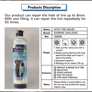 Colle de caoutchouc anti-crevaison haute performance 500 ml pour pneus de vélos, voitures et motos – Très efficace 0-90 GALLORT <span class=keywords><strong>3</strong></span> - Product Image 1