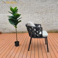 Ensemble de meubles de jardin d'extérieur, structure en aluminium, table et chaises de salle à manger en corde de fibre acrylique pour patio et cour arrière