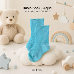 Boho Panna Basic <b>Aqua</b> <b>Socks</b> For Toddlers 0-1Y 1-2Y 3-4Y 5-6Y 7-8Y Breathable Knitted Cotton Ankle <b>Socks</b> Spring Casual Style - Product Image 4