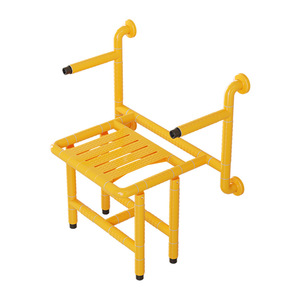 Folding Bathroom <b>Stool</b> <b>With</b> Double Armrests 150 Kg Load Capacity Non Slip Wall Mounted Shower Room Safety Seat - Product Image 5