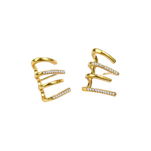 Korean <b>Stud</b> <b>Earrings</b> Women's Vintage Geometric CZ Alloy Gold Plated Four-Prong Setting Fashion Jewelry Anniversary Gift - Product Image 6