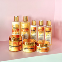 Ekstrak kunyit Scrub tubuh organik Label pribadi dengan pemoles pengelupasan pelembab dan berkilau mencerahkan dan mencerahkan untuk kulit
