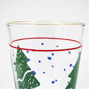 Albero di natale natale bicchiere bicchiere bicchiere oro bordo striscia rossa neve blu - Product Image 5