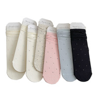 Chaussettes pour femmes en dentelle à pois de style japonais, série Miu, printemps/automne, sans couture, JK, noir, blanc, gris, respirantes
