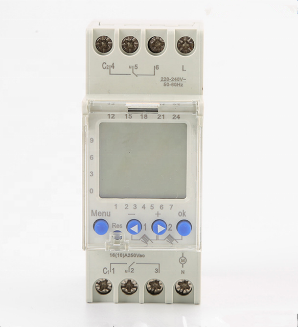 KAMPA/OEM AHC822/THC822 2-Channel 16A Eco-Friendly Electronic Mini Copper DIN Rail LCD Digital Time Switch Weekly Programmable