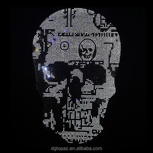 Elegante calavera hierro en diamantes de imitación diseño Transferencia de Calor cristal calavera motivo hierro para ropa de calle - Product Image 6