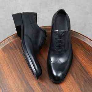 Fashion Trend British <b>Pointed</b>-<b>Toe</b> Leather Shoes Korean Version Business Formal Breathable Men's Leather Shoes - Product Image 5