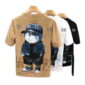 Custom 100% Cotton Kawai Graphic T-Shirt High Quality Drop Shoulder Oversize for Men Casual Solid Design with Brand Printing