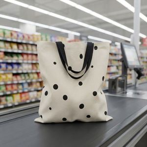 Eco Friendly <b>Medium</b> White Canvas <b>Tote</b> <b>Bag</b> Custom Logo Acceptable Reusable Open Top Grocery Shopping <b>Bag</b> Daily Usage - Product Image 5