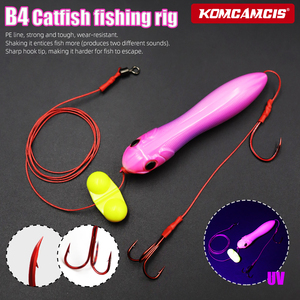 <span class=keywords><strong>Flotteur</strong></span> de pêche au poisson-chat de 4 pouces, montage d'appât vivant avec ligne PE rouge, poulpe et hameçons triples pour la pêche au poisson-chat en eau douce, équipement de pêche terminal - Product Image 2