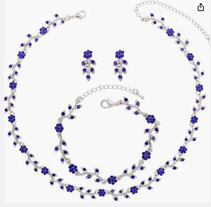 महिलाओं के फैशन गहने सेट ऑस्ट्रियन शैली क्रिस्टल गैंस्टन चोकर नेकलेस चूल वलिंग लिंक ब्रैसलेट - Product Image 3