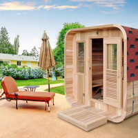 Pabrik Sauna langsung kubus cedar merah sauna luar ruangan, pengendali WIFI bawaan, speaker Bluetooth