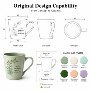 Tasses en grès céramique écologiques émaillées vertes rafraîchissantes avec impression <span class=keywords><strong>de</strong></span> décalcomanies allant au micro-ondes et au lave-vaisselle - Product Image 2