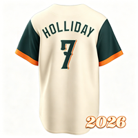 2026 N° Maillot de baseball pour homme Alonso à manches courtes, avec drapeau cousu, Henderson Holliday, en polyester antibactérien, nom de l'équipe