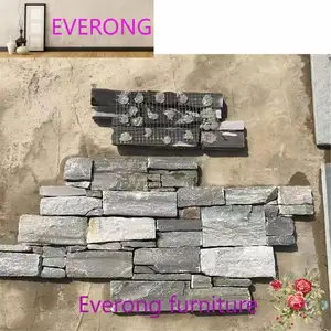 易于安装的中国产地灰色板岩户外墙板覆板砖水泥天然Z形Ledgestone单板库存