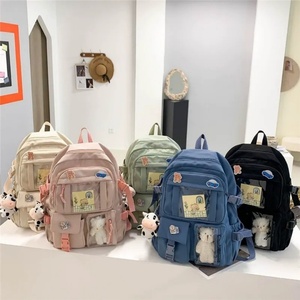 Sac à dos scolaire grande capacité pour filles, en nylon, résistant à l'eau, avec fermeture éclair, design Anime Fan, transparent, avec épingles, en stock maintenant - Product Image 2
