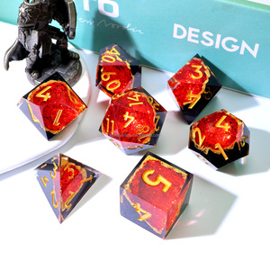 Bộ xúc xắc <span class=keywords><strong>RPG</strong></span> đa diện <span class=keywords><strong>m</strong></span>àu đỏ tuyệt đẹp, xúc xắc nhựa DND thủ công độc đáo cho ngục tối và trò chơi bảng Rồng & Role-G3 - Product Image 3