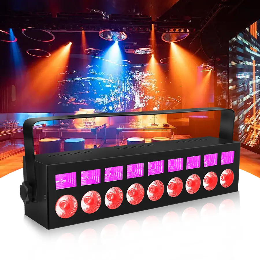 New Product By Remote And Dmx 9PCS 4In1 RGBW + 9PCS UV Led Strobe Wall Washer Lights Indoor