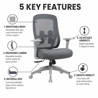 Chaise de bureau ergonomique en maille à dossier haut avec support lombaire réglable, chaise d'ordinateur respirante pivotante pour tâches, vente en gros OEM