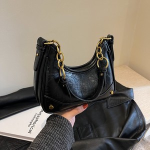 Sac à bandoulière tendance pour femme, style rétro chic français, polyvalent, avec chaîne, fermeture éclair, doublure en polyester - Product Image 5
