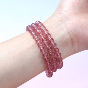Pulsera <span class=keywords><strong>de</strong></span> Cuarzo <span class=keywords><strong>Fresa</strong></span> Natural Multicapa al por Mayor, Brazalete <span class=keywords><strong>de</strong></span> Cristal Rosa Translúcido, Joyería Comercial <span class=keywords><strong>de</strong></span> Piedra - Product Image 6