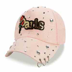Nueva Gorra de Béisbol de Lona de 6 Paneles con Letra, Anillo de Hierro, Algodón Mercerizado y Diamante de Punta, Estilo Marinero, Protección Solar, para Ocio al Aire Libre - Product Image 2